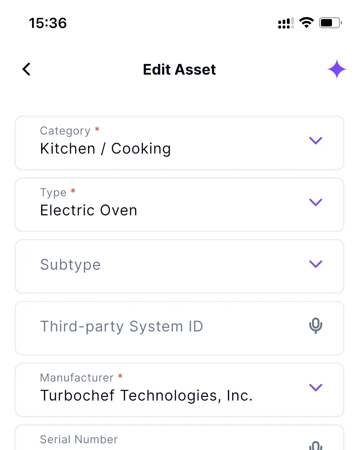 Edit Asset - Category - Type